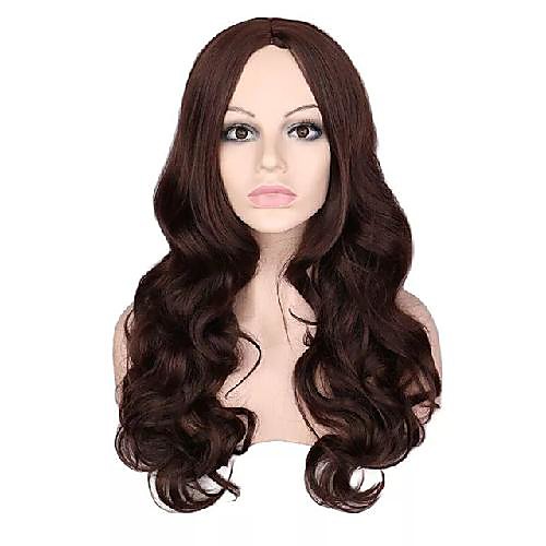 

Synthetic Wig Curly Middle Part Wig Medium Length Dark Brown Brown Blonde Pink Black Synthetic Hair 26 inch Women's Fashionable Design Exquisite Romantic Red Brown