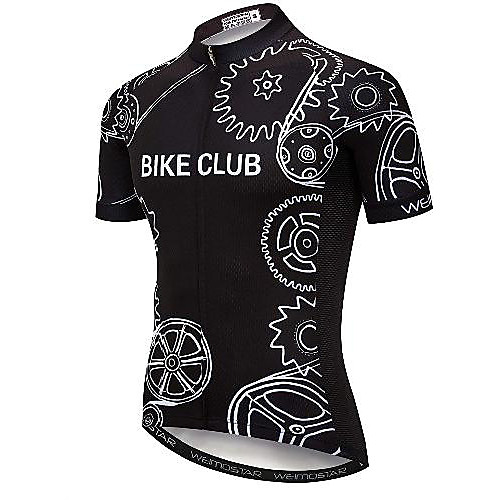 

21Grams Men's Short Sleeve Cycling Jersey Black Gear Bike Jersey Mountain Bike MTB Road Bike Cycling Breathable Quick Dry Sports Clothing Apparel / Athletic