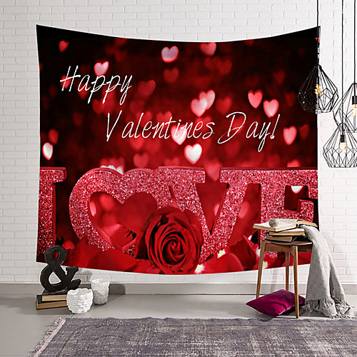 

Valentine's Day Wall Tapestry Art Decor Blanket Curtain Hanging Home Bedroom Living Room Decoration Heart Rose