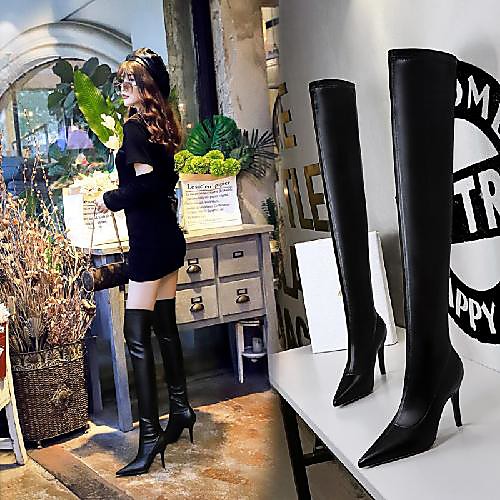 

Women's Boots Stiletto Heel Pointed Toe Daily PU Synthetics Black