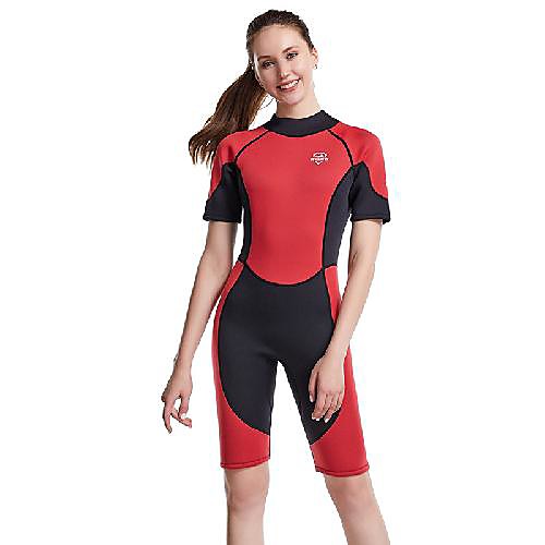 

Women's Shorty Wetsuit 3mm Nylon SCR Neoprene Diving Suit Windproof Quick Dry Short Sleeve Back Zip Patchwork Summer