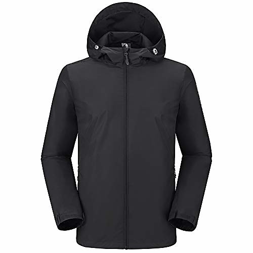 

Men's Rain Jacket Hiking Skin Jacket Hiking Windbreaker Outdoor Packable Lightweight Windproof Breathable Outerwear Jacket Top Fishing Climbing Camping / Hiking / Caving Black Dark Green Navy Blue