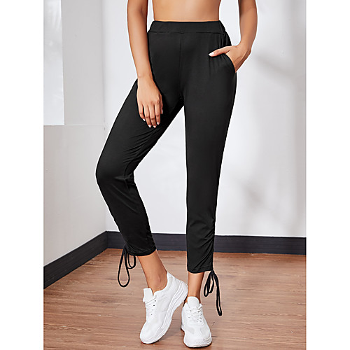 

Women's Running Tights Leggings Compression Pants Athletic Bottoms Spandex Gym Workout Running Jogging Training Exercise Thermal Warm Breathable Soft Sport Solid Colored Dark Grey Black / Stretchy