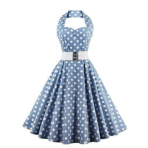 

retro chic sleeveless 1950s audrey hepburn dress / cocktail dress rockabilly swing dress light blue xxl