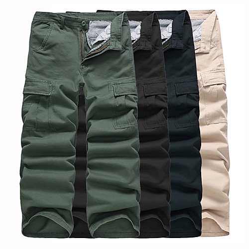 

Men's Hiking Pants Trousers Hiking Cargo Pants Solid Color Outdoor Breathable Ventilation Soft Comfortable Cotton Pants / Trousers Black Army Green Khaki Dark Navy Hunting Fishing Climbing 28 29 30