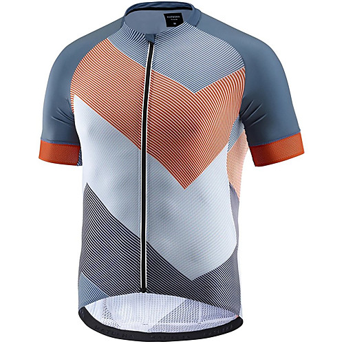 

21Grams Men's Short Sleeve Cycling Jersey Grey Patchwork Bike Jersey Mountain Bike MTB Road Bike Cycling Breathable Sports Clothing Apparel / Athletic