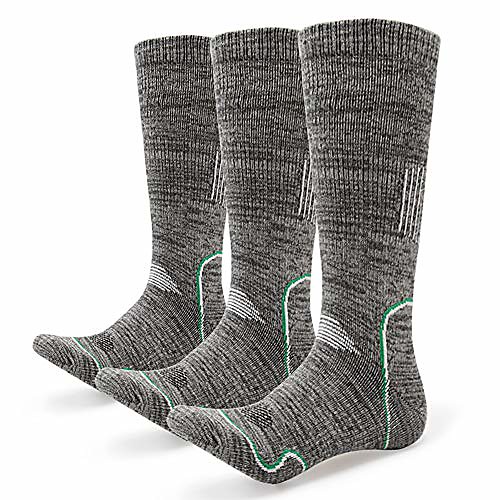 

hiking crew socks mens moisure wicking full cusion soft cotton sock dark gray multi performance outdoor sports 3 pack