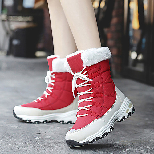 

women comfy warm lining waterproof slip resistant lace up mid calf snow boots
