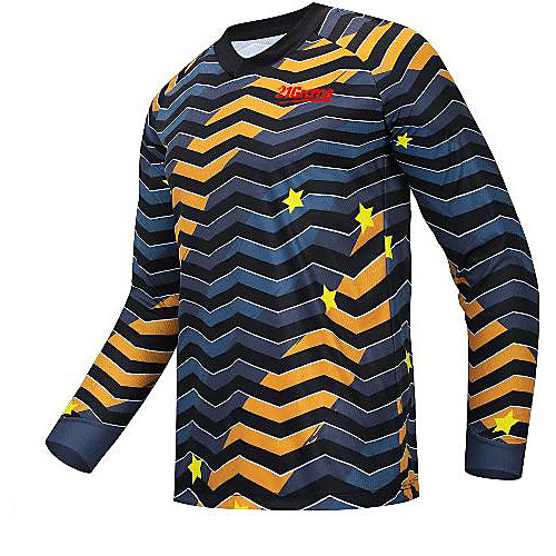 

21Grams Men's Long Sleeve Downhill Jersey Spandex Dark Navy Stripes Bike Jersey Top Mountain Bike MTB Road Bike Cycling UV Resistant Quick Dry Sports Clothing Apparel / Athletic
