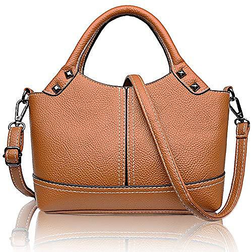 

: women's vegan leather mini top-handle purse - ladies crossbody shoulder bag (brown)