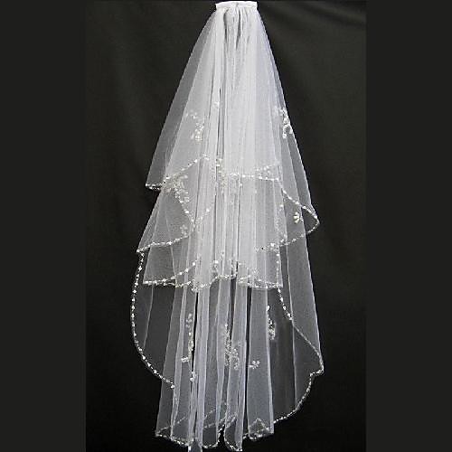 

Two-tier Classic Style / Pearl Wedding Veil Elbow Veils with Faux Pearl / Paillette 59.06 in (150cm) POLY / 100% Polyester