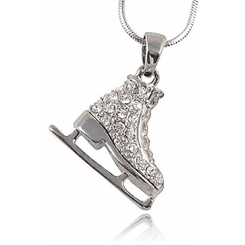 

cute 3d ice skate figure skater pendant necklace jewelry gift for girls teens women, birthday, christmas
