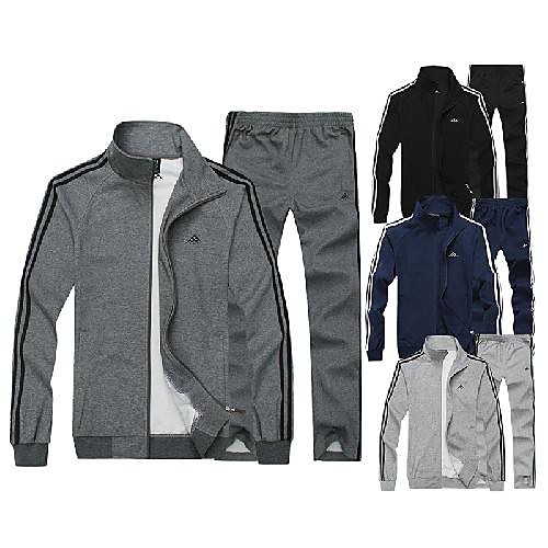 

Men's 2 Piece Full Zip Tracksuit Sweatsuit Jogging Suit Street Casual Long Sleeve Thermal Warm Breathable Soft Fitness Running Active Training Jogging Sportswear Solid Colored Plus Size Jacket Track