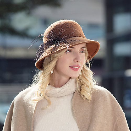 

Headwear Casual / Daily 100% Wool Hats with Feather / Solid 1pc Casual / Daily Wear Headpiece