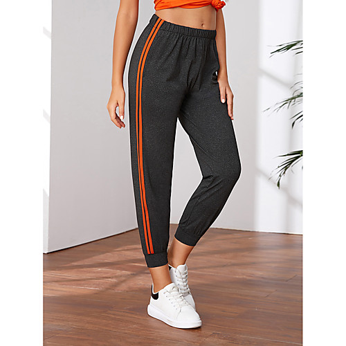 

Women's Sweatpants Joggers Jogger Pants Athletic Bottoms Spandex Gym Workout Running Jogging Training Exercise Thermal Warm Breathable Soft Sport Stripes Dark Grey / Stretchy / Athleisure