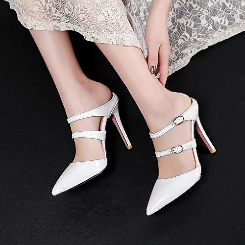 

Women's Clogs & Mules Stiletto Heel Pointed Toe Daily PU Synthetics Almond White Black