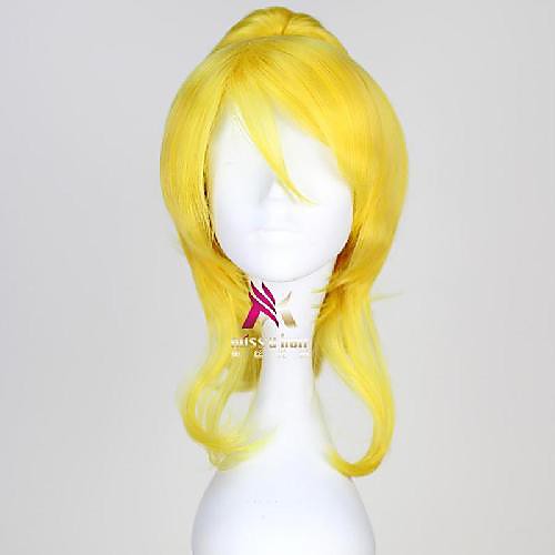 

Synthetic Wig Cosplay Wig Ayase Eri Love Live Curly With Bangs With Ponytail Wig Short Blonde Synthetic Hair 18 inch Women's Fashionable Design Cosplay Soft Blonde