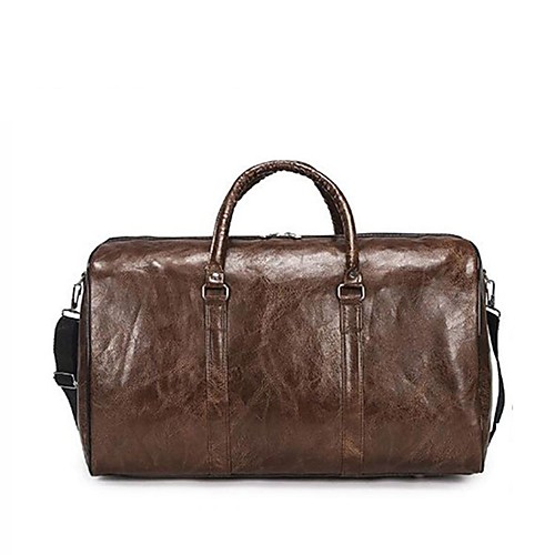 

Unisex Large Capacity Waterproof PU Leather Travel Bag Zipper Solid Color Daily Traveling Outdoor Handbags Black Brown Dark Blue