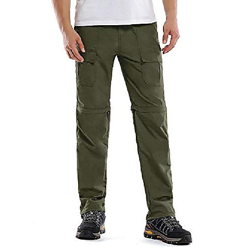 

men's outdoor anytime quick dry convertible lightweight hiking fishing zip off cargo work pant army green