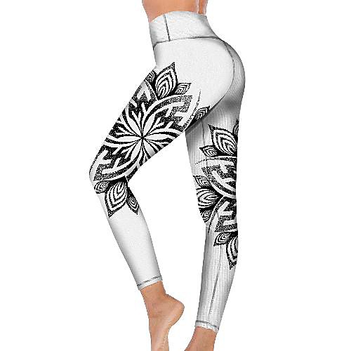 

21Grams Women's High Waist Yoga Pants Cropped Leggings Tummy Control Butt Lift Breathable White Fitness Gym Workout Running Winter Sports Activewear High Elasticity