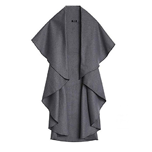 

casual irregular cutting sleeveless woman wool coat jackets m deep grey
