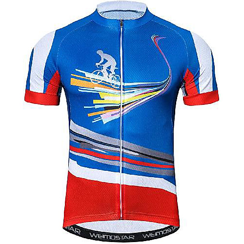 

21Grams Men's Short Sleeve Cycling Jersey Blue Bike Jersey Mountain Bike MTB Road Bike Cycling Breathable Quick Dry Sports Clothing Apparel / Athletic