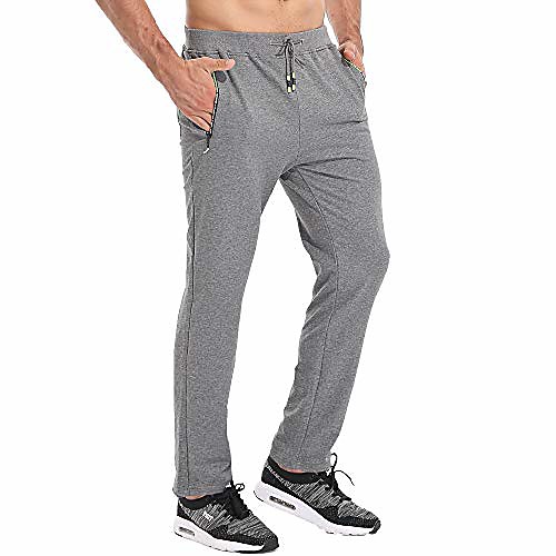 

mens joggers tracksuit bottoms open hem cotton sweatpants jogging pants zip pockets grey xl