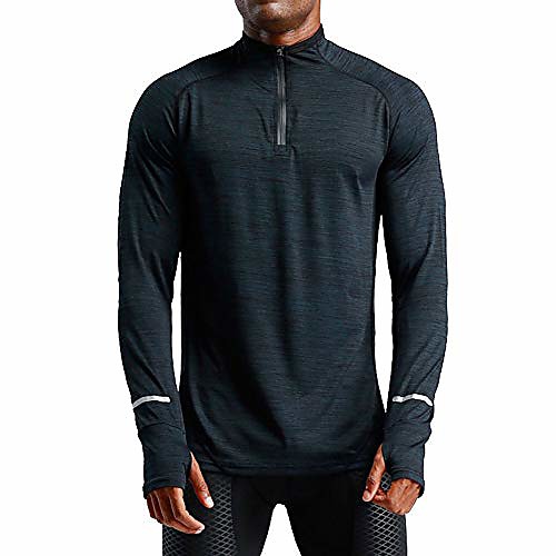 

men's reflective long-sleeved shirt, ultra-light quick-drying long-sleeved sports t-shirt running top, comfortable half-zip functional sweatshirt(navyblue,m)