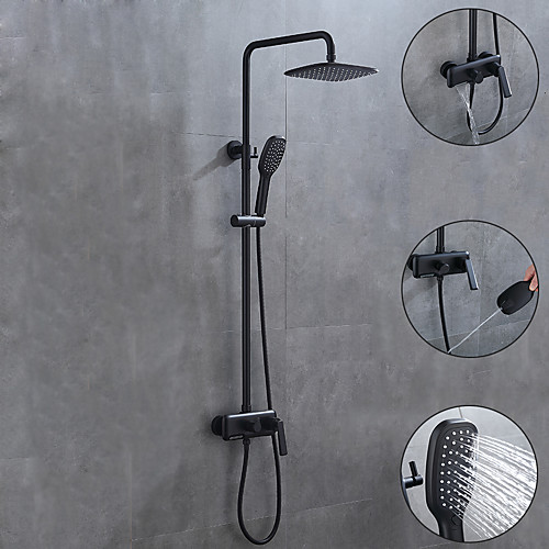 

Shower System / Rainfall Shower Head System Set - Handshower Included Rainfall Shower Contemporary Painted Finishes Mount Outside Ceramic Valve Bath Shower Mixer Taps