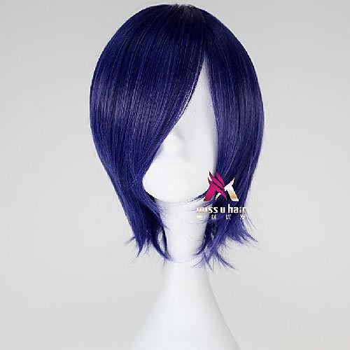 

Synthetic Wig Cosplay Wig Straight Asymmetrical Wig Short Purple Synthetic Hair 12 inch Women's Fashionable Design Cosplay Soft Purple
