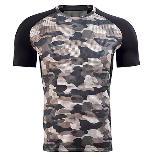 

Men's Hiking Tee shirt Short Sleeve Crew Neck Tee Tshirt Outdoor Breathable Quick Dry Soft High Elasticity Summer Polyester Camo Black Army Green Fishing Climbing Beach