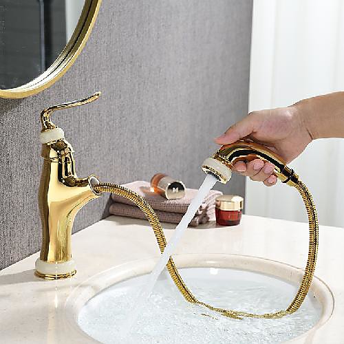 

Bathroom Sink Faucet - Pull out Electroplated Centerset Single Handle One HoleBath Taps