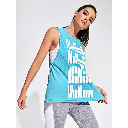 

Women's Sleeveless Running Tank Top Singlet Top Athletic Athleisure Spandex Breathable Soft Sweat Out Yoga Gym Workout Running Training Exercise Sportswear Sky Blue Activewear Stretchy