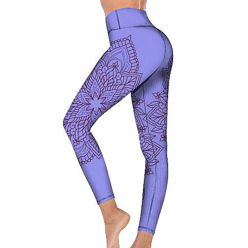 

21Grams Women's High Waist Yoga Pants Cropped Leggings Tummy Control Butt Lift Breathable Blue Fitness Gym Workout Running Winter Sports Activewear High Elasticity