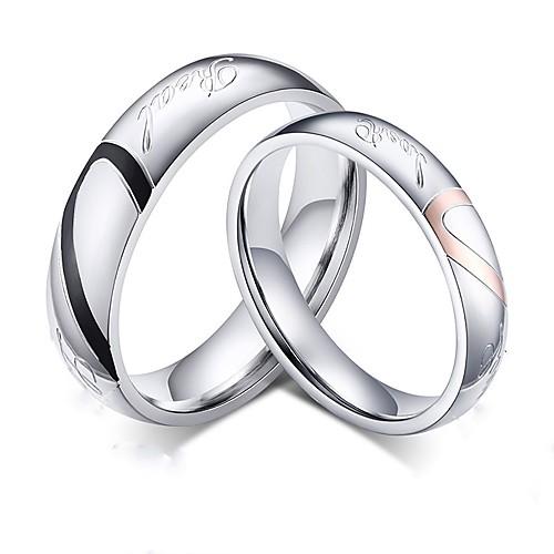 

couple's ring 2pcs silver alloy daily jewelry cute