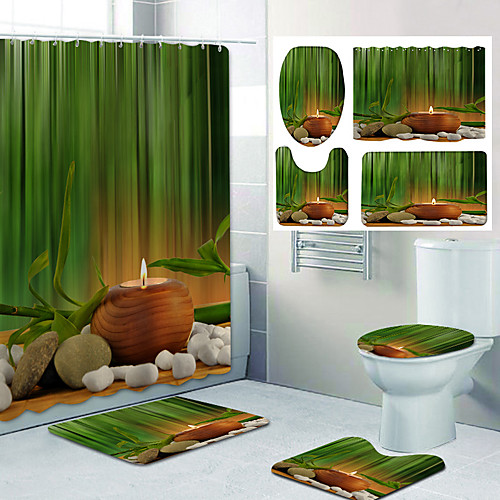 

Bathroom Shower Curtain & Mat Set Classic Polyester New Design