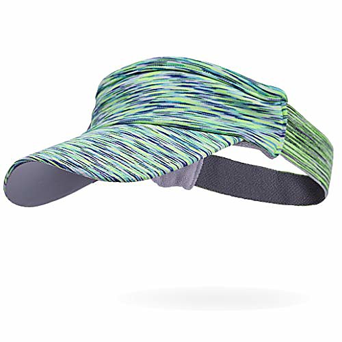 

bitetu women visor caps for running and sport - headband & packable - light weight (green with blue)