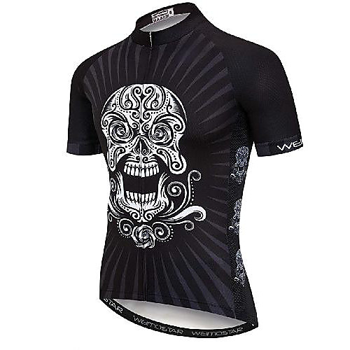 

21Grams Men's Short Sleeve Cycling Jersey Black Skull Bike Jersey Mountain Bike MTB Road Bike Cycling Breathable Quick Dry Sports Clothing Apparel / Athletic