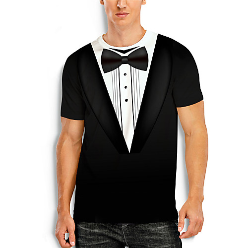 

Men's T shirt 3D Print Graphic 3D Print Short Sleeve Casual Tops Simple Classic Black