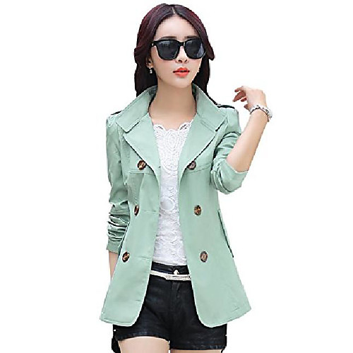 

women's lapel double breasted short trench coat jacket (x-small, light green)