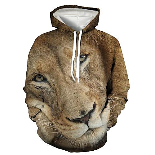 

Men's Pullover Hoodie Sweatshirt Graphic 3D Animal Print Hooded Daily 3D Print 3D Print Casual Hoodies Sweatshirts Long Sleeve Khaki