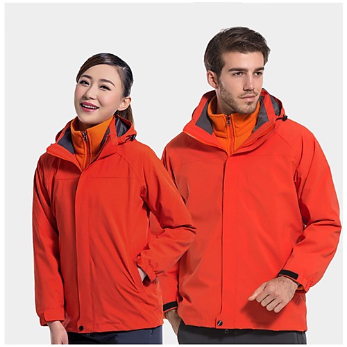 

Women's Men's Hiking 3-in-1 Jackets Winter Outdoor Lightweight Windproof Breathable Quick Dry Winter Jacket Top Fishing Climbing Camping / Hiking / Caving orange Black Blue Red