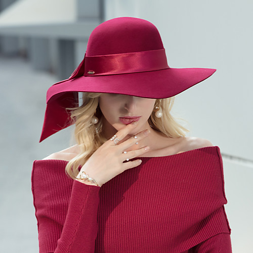 

Headwear Casual / Daily 100% Wool Hats with Satin Bowknot 1pc Casual / Daily Wear Headpiece