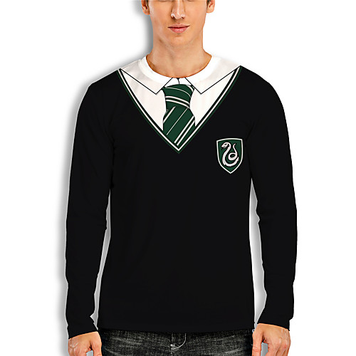 

Men's T shirt 3D Print Graphic 3D Print Long Sleeve Casual Tops Cartoon Classic Black