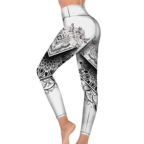 

21Grams Women's High Waist Yoga Pants Cropped Leggings Tummy Control Butt Lift Breathable White Fitness Gym Workout Running Winter Sports Activewear High Elasticity