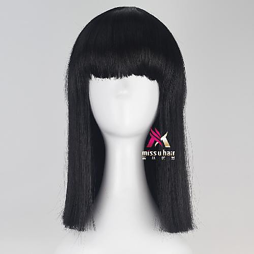 

Synthetic Wig Straight Bob With Bangs Wig Medium Length Silver grey Brown Grey Pink Blue Synthetic Hair 14 inch Women's Cool Comfy Black Burgundy