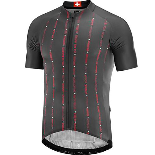 

21Grams Men's Short Sleeve Cycling Jersey Dark Gray Stripes Bike Jersey Mountain Bike MTB Road Bike Cycling Breathable Sports Clothing Apparel / Athletic