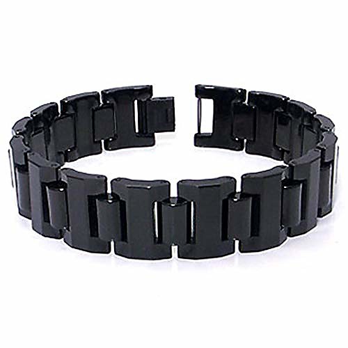 

black tungsten carbide 16mm men's link bracelet sz 7.5