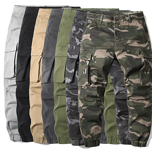 

Men's Hiking Cargo Pants Solid Color Outdoor Breathable Anti-tear Multi-Pockets Cotton Bottoms Dark Gray ArmyGreen White gray Grey camouflage Army camouflage Hunting Fishing Climbing 29 30 31 32 33