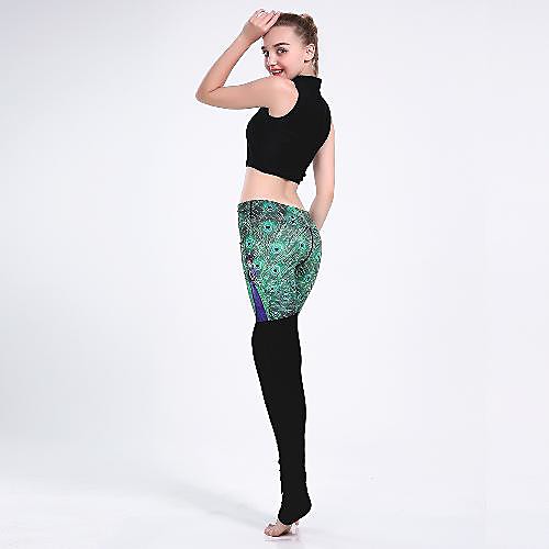 

Women's Casual Yoga Comfort Daily Gym Leggings Pants Graphic Animal Full Length Patchwork Print Green
